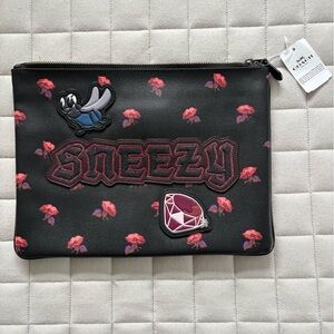 Coach x Disney Black Floral ‘Sneezy’ Pouch/Tablet Case